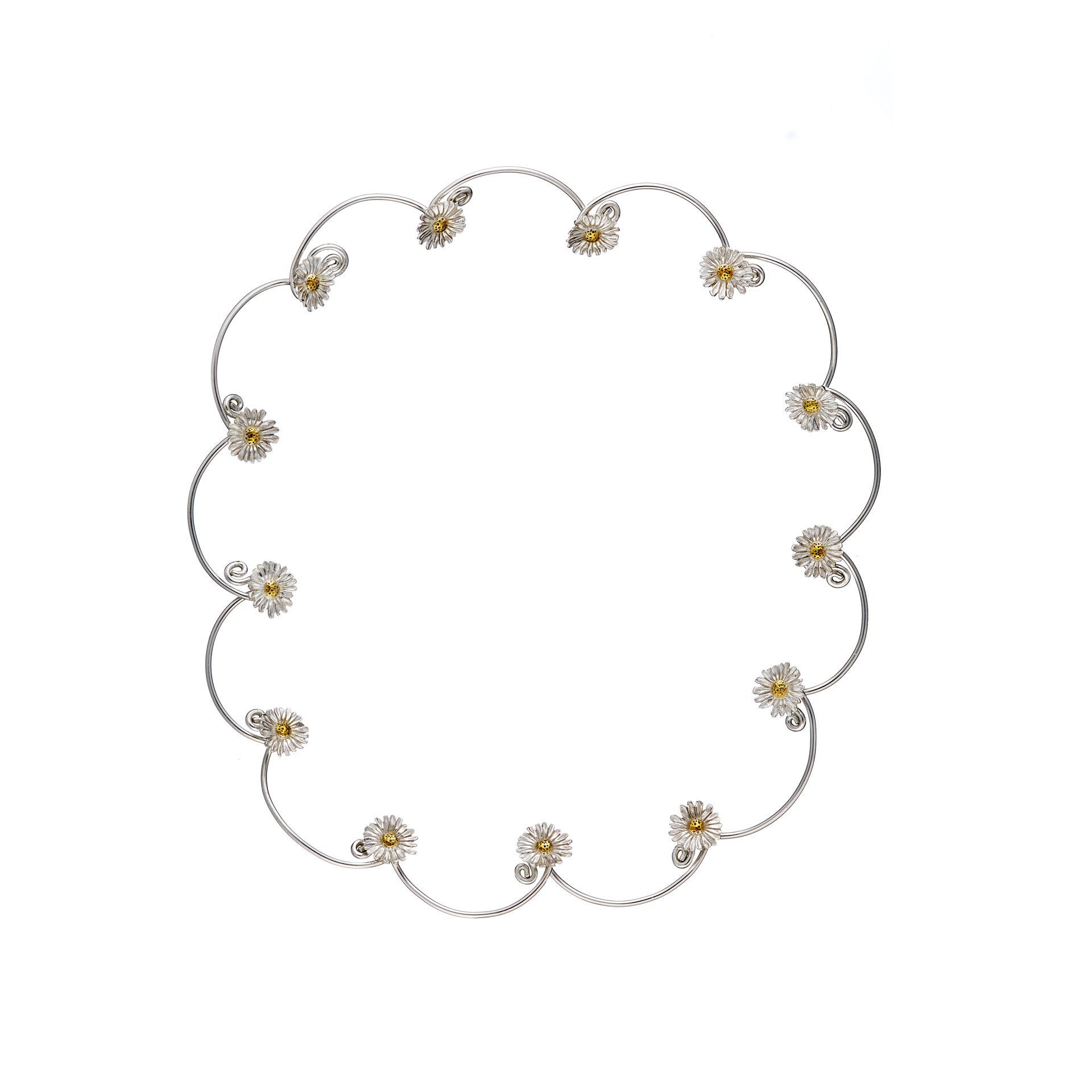 Sterling silver Daisy Chain Necklet that can be taken apart and put back together again. Handmade in Ireland by Elena Brennan.