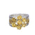 Irish sterling silver stacking rings with gold flower symbols, by Elena Brennan Jewellery