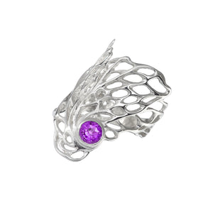 Ethereal Gossamer Ring with a 6mm Amethyst Gemstone setting.