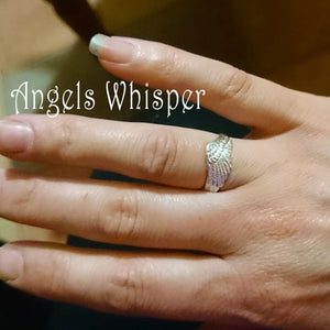 The right hand Tiny Angel Wings Whisper ring, available for both hands, ensuring the angel wing is pointing inwards always!