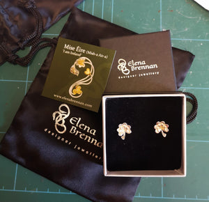 The Ireland Forever Stud Earrings with 14ct gold shamrocks at the centre ready to be sent to their forever home.