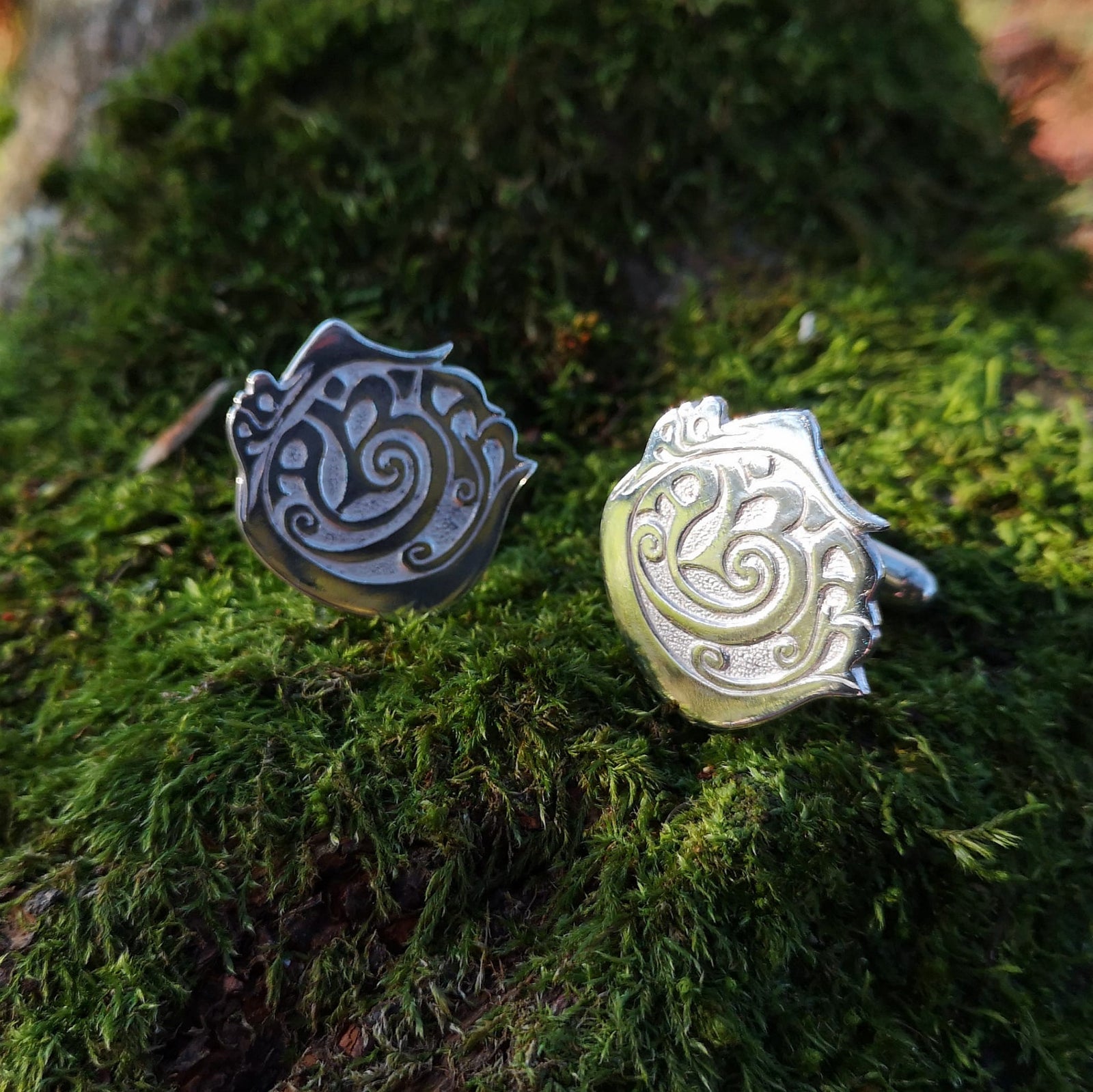 Irish silver cufflinks inspired by the landscape of the beautiful County Cavan, handmade by jewellery designer Elena Brennan in Ireland