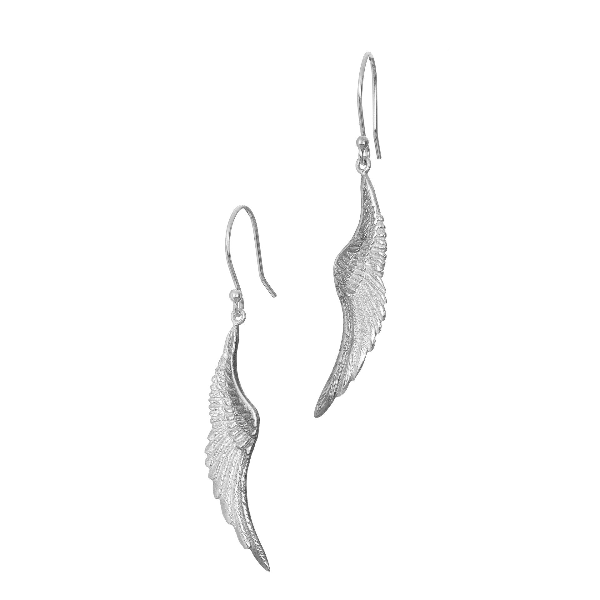 Angels Whisper Drop Earrings made in Ireland by Elena Brennan Jewellery with Sterling Silver. Angel wing earrings inspired by Celtic design, part of the Angel Jewellery collection.