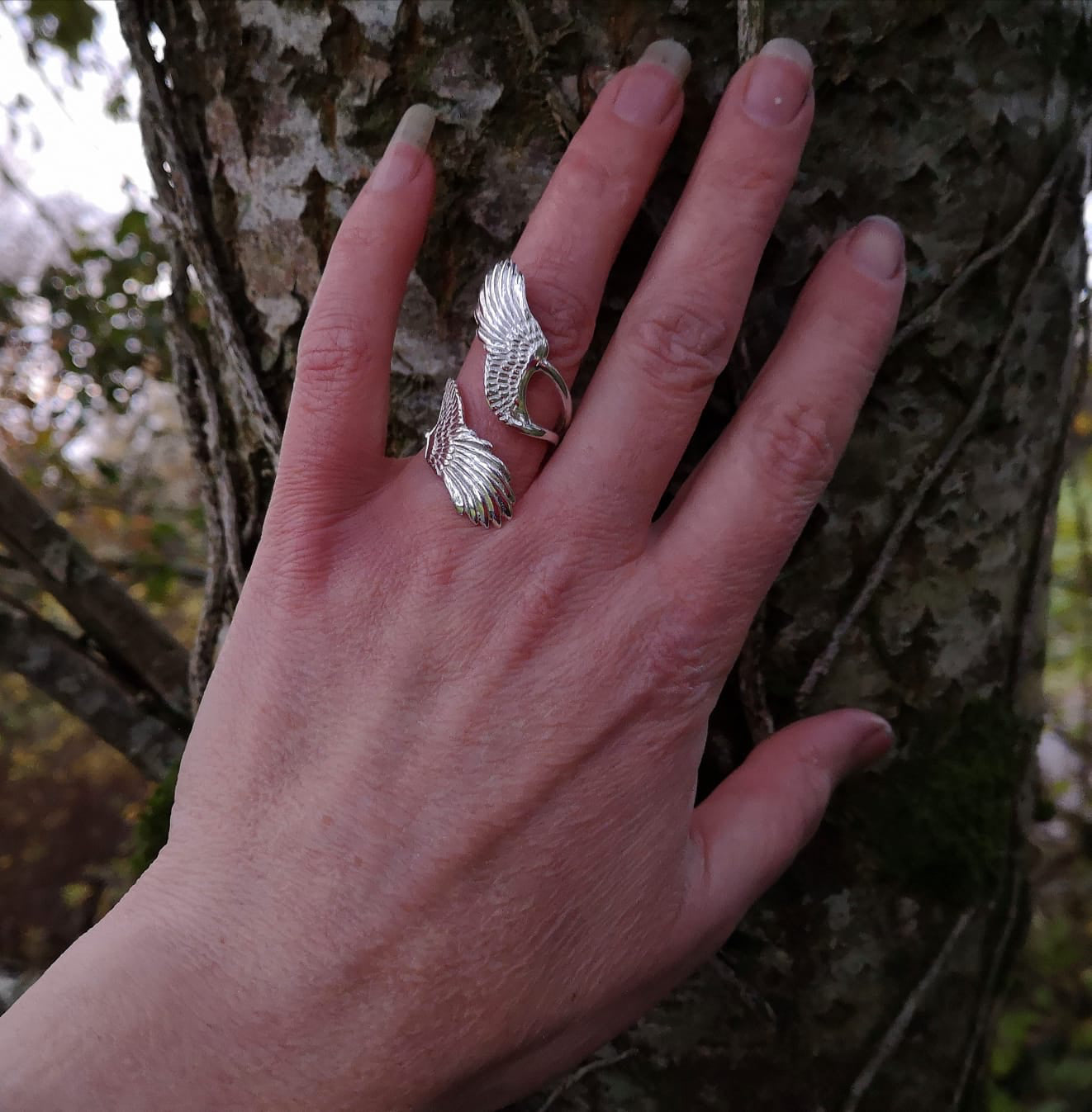 Curvy Angel Wing Ring Angel Jewellery Elena Brennan Jewellery