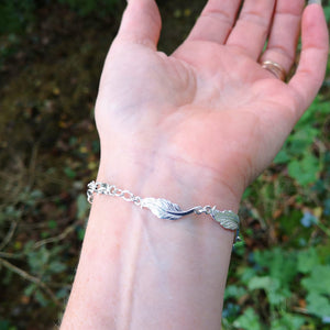 Back detail of the five pure angel feather bracelet.