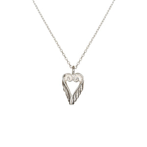 Celtic Heart Angel Wings Pendant with a sterling silver chain, beautiful angel jewellery perfect as a gift for a loved one.