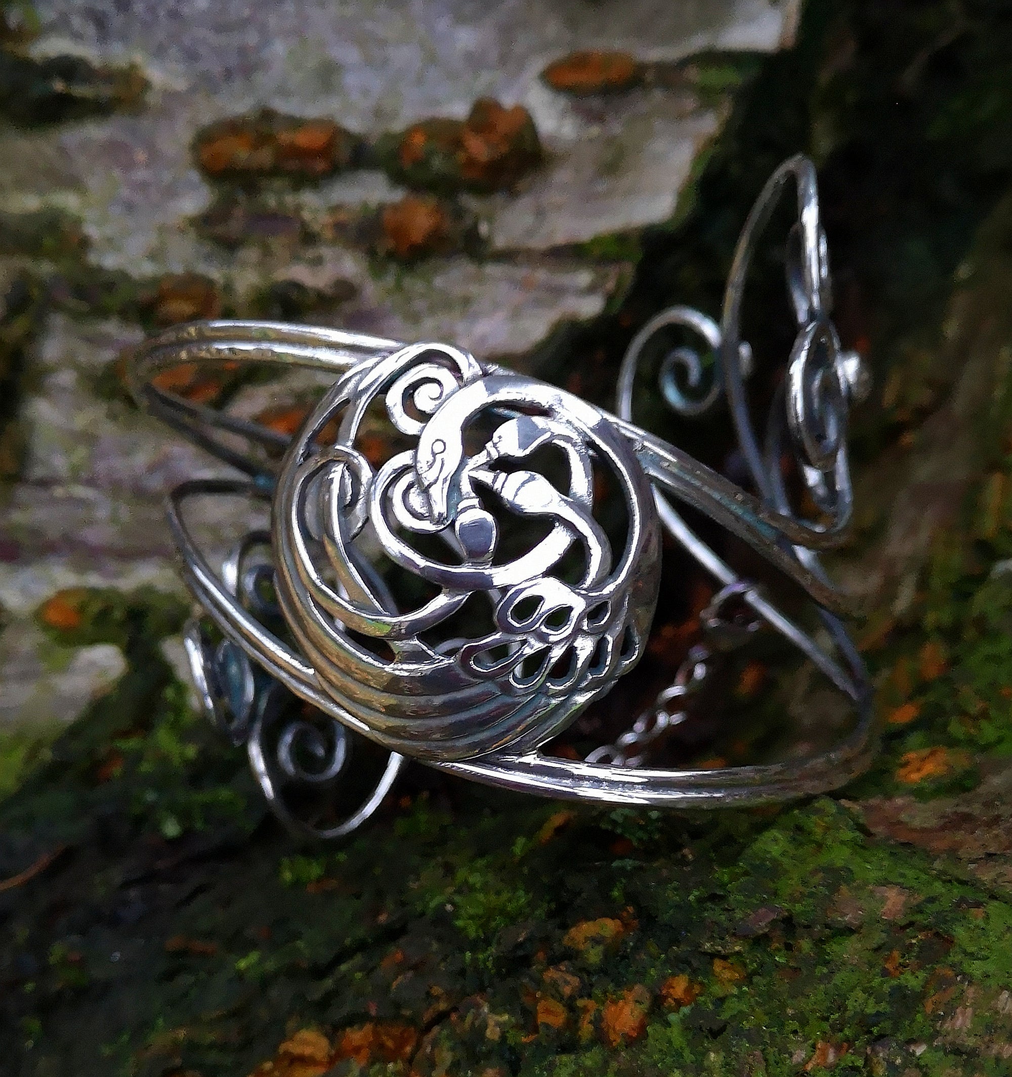 Sterling Sliver Children of Lir Four Swan Bangle, handcrafted in Cavan, Ireland.