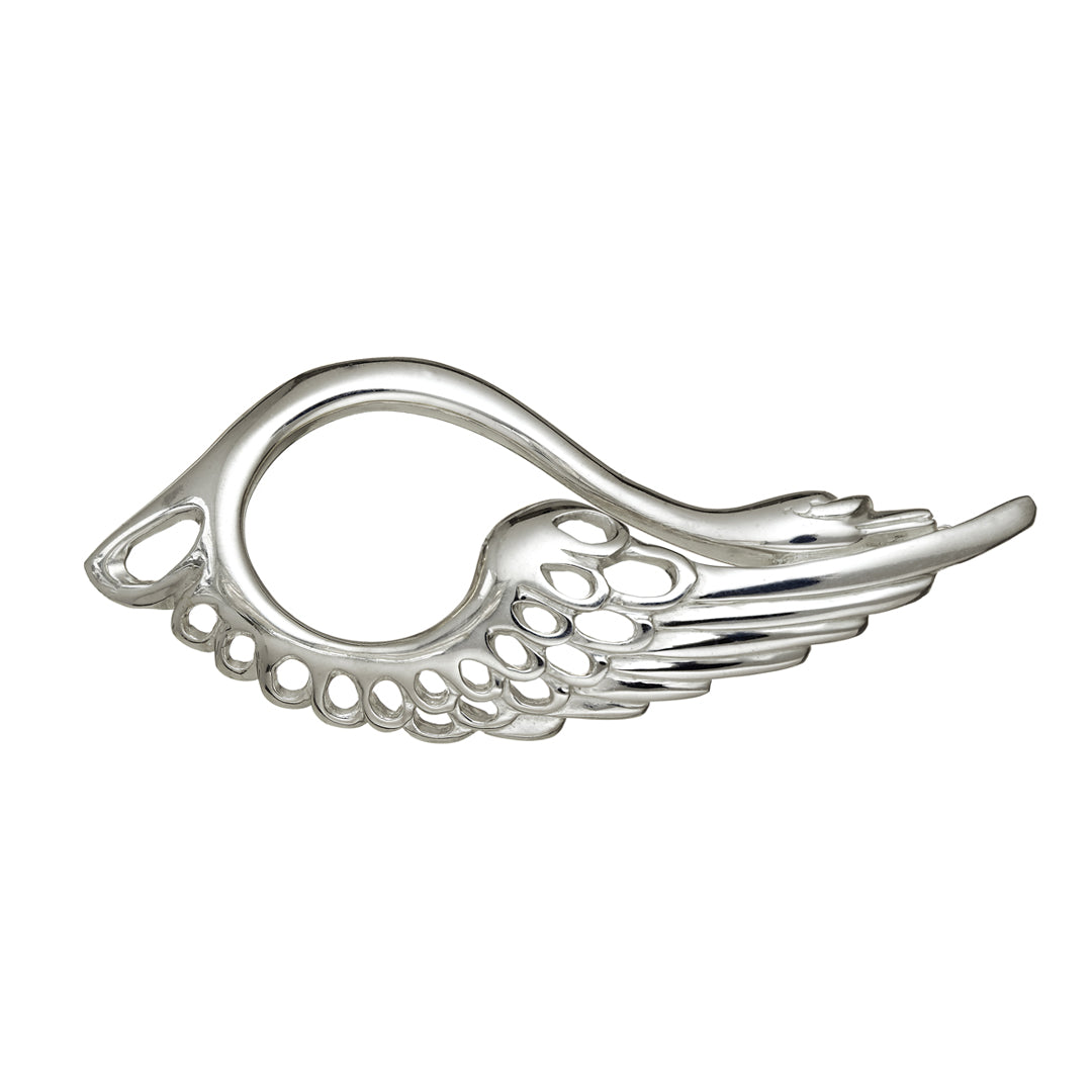 Front view of the elegant swan brooch, from the Children of Lir jewellery collection.
