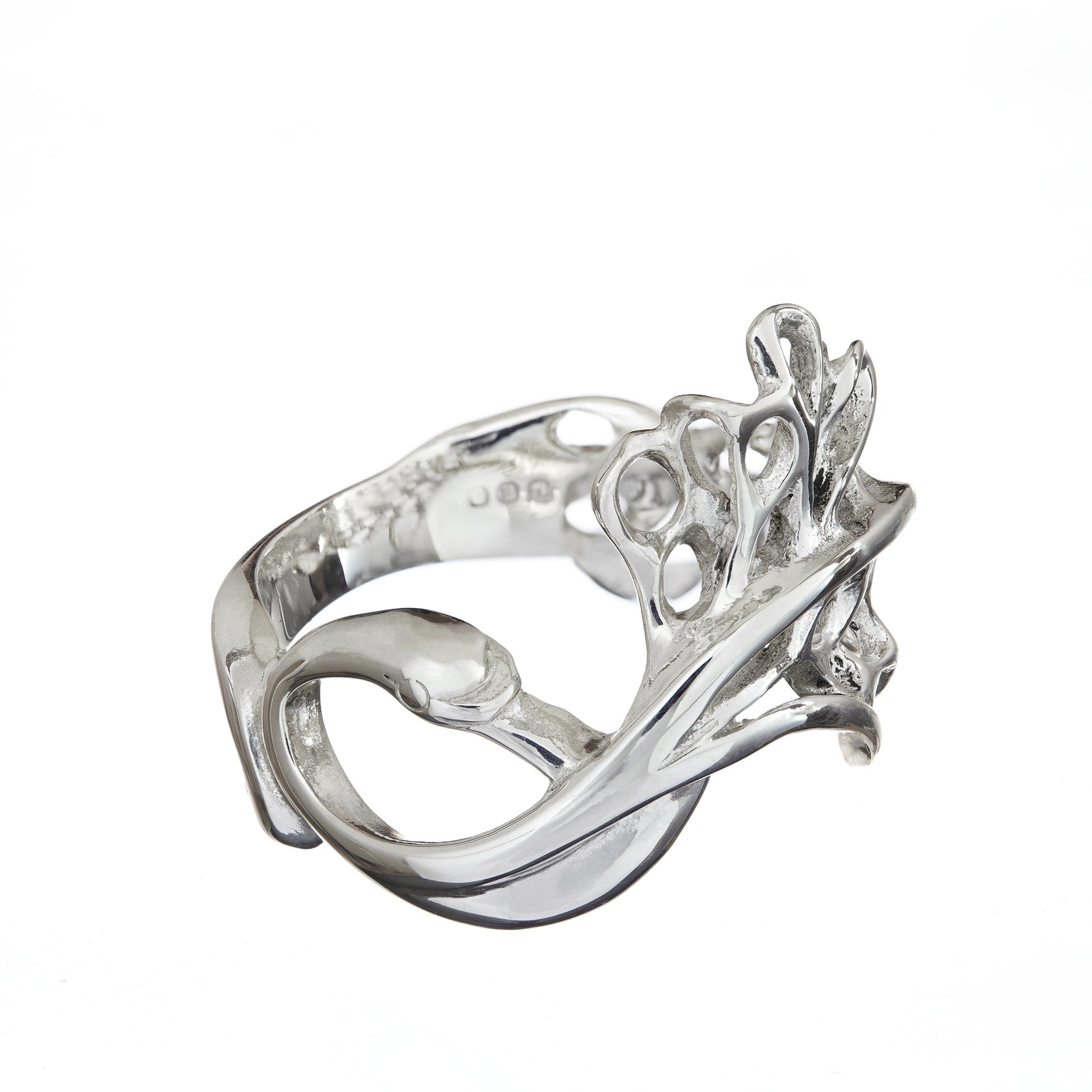 Sterling silver swan ring inspired by the Irish legend, The Children of Lir.