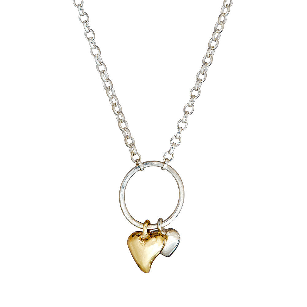 The Love Eternal Pendant with gold and silver hearts is a lovely meaningful gift for Christmas.