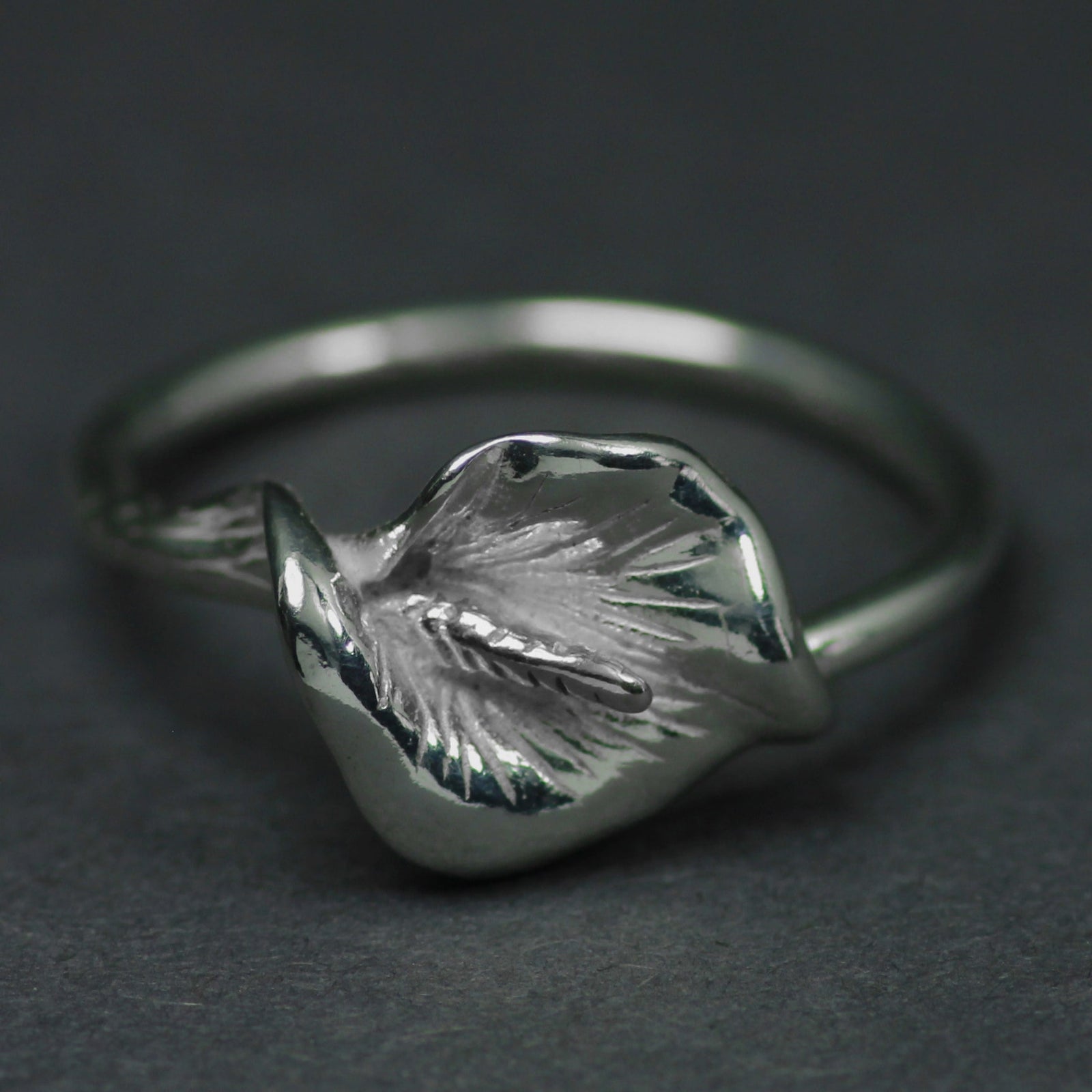 Silver lily ring from the Mise Éire 1916 Collection, handmade in Ireland.