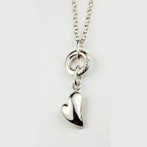 Small Sterling Silver Angel Halo pendant, with silver Heart, handmade in Cavan, Ireland, by Irish jewellery designer Elena Brennan.