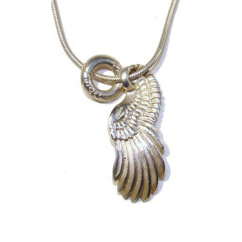 Silver Angel Wing and Halo necklace handmade in Cavan, Ireland