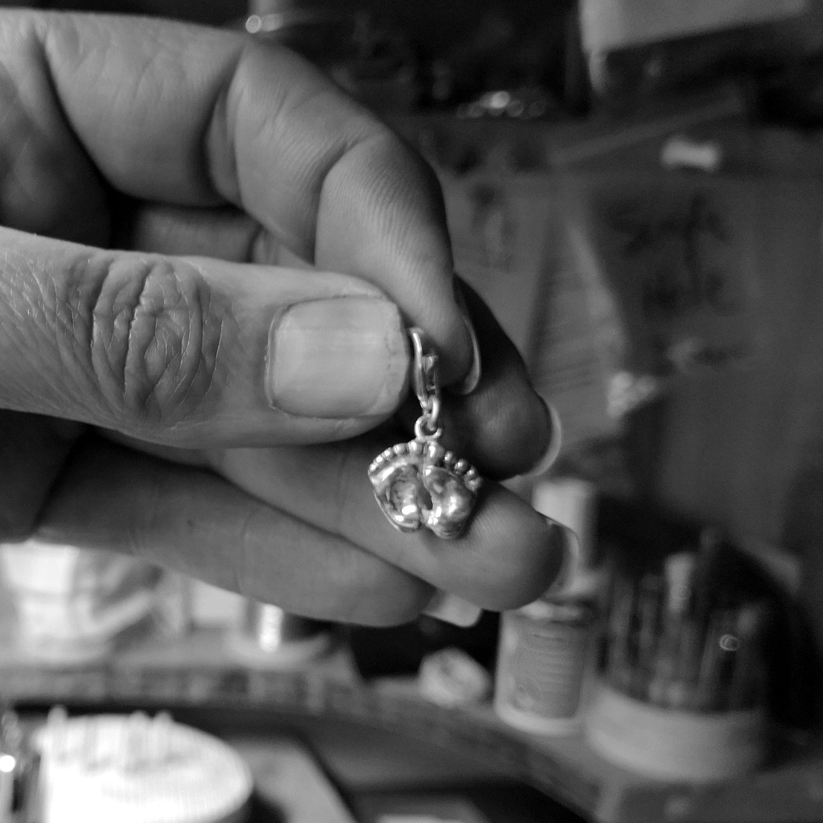 Handmade Baby Feet Charm by Irish Jewellery Designer Elena Brennan.