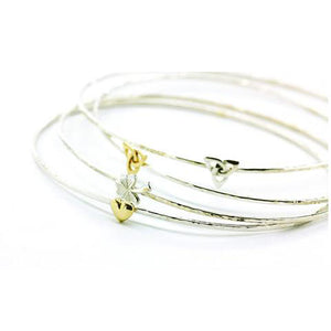 Beaten Stacking Bangles + 9ct Gold Symbol Options stacked together.