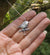 An Spideog, a robin red breast pendant made of sterling silver. The chain is hanging from a tree branch.