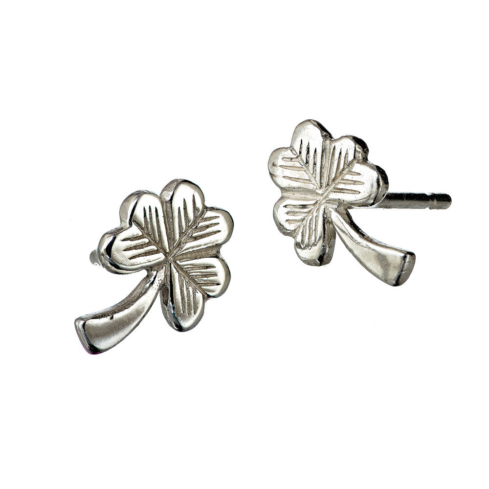 Sterling Silver Shamrock Stud Earrings, the perfect gift for a First Holy Communion.
