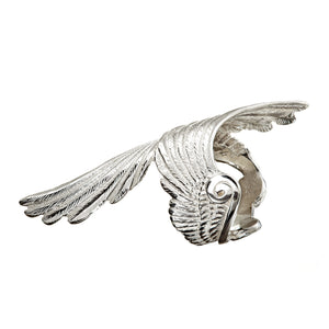 Detailed sterling silver Angel Wings Ring, handmade in Ireland by Elena Brennan. Part of the My Angel jewellery collection.