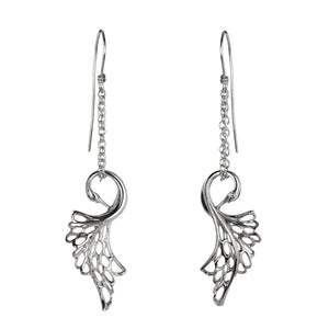 Swan Drop Earrings made from Sterling Silver, the perfect Irish gift. Inspired by the Irish legend, the Children of Lir, and handmade in Ireland.