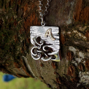 A Bog Book Pendant with 14ct gold letter, a Father's Day jewellery gift.