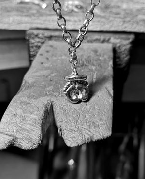 Sterling Silver Tiny Baby Feet Charm and Angel Halo can also be worn as a pendant. Handmade in Ireland.