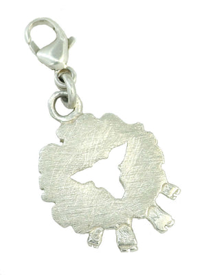 White Front Face Sheep Charm, handcrafted from sterling silver, a lovely addition to a charm bracelet.