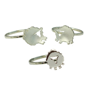 Three handcrafted Sterling Silver Irish Sheep Rings.