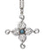 Swan Cross Pendant. Sterling Silver with topaz blue gemstone detail.