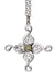 Swan Cross Pendant. Sterling Silver with peridot gemstone detail.