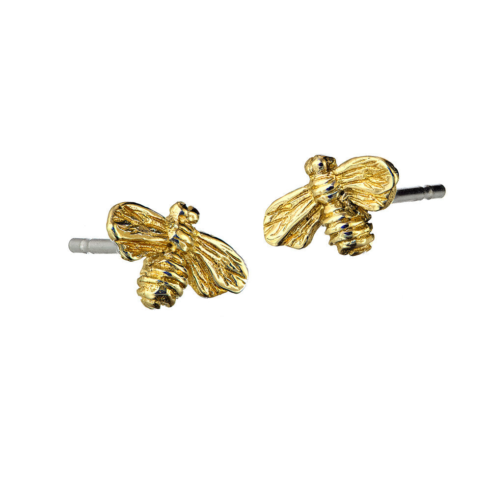 Bee Stud Earrings handcrafted from 9ct Gold by Irish Jewellery Designer Elena Brennan.