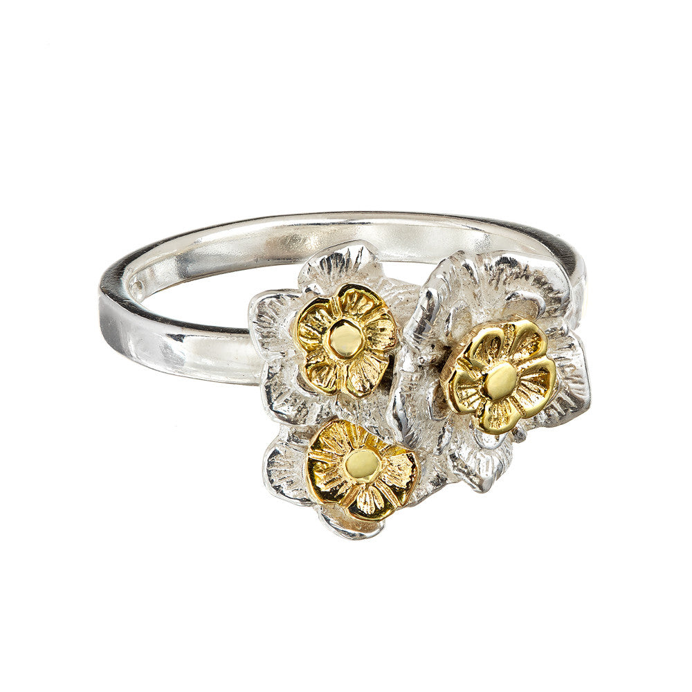 Forget-me-not Flower Ring with 9ct Gold Centres, part of Elena Brennan Jewellery's Oops A Daisy Collection