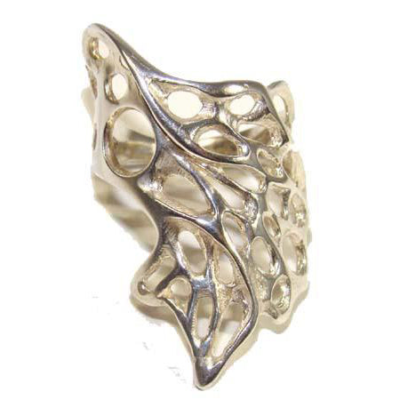 Wavy Gossamer Ring handcrafted from Sterling Silver with filigree Gossamer Detailing.