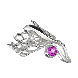 Butterfly Wing Gossamer Ring with a 6mm Amethyst gemstone setting.