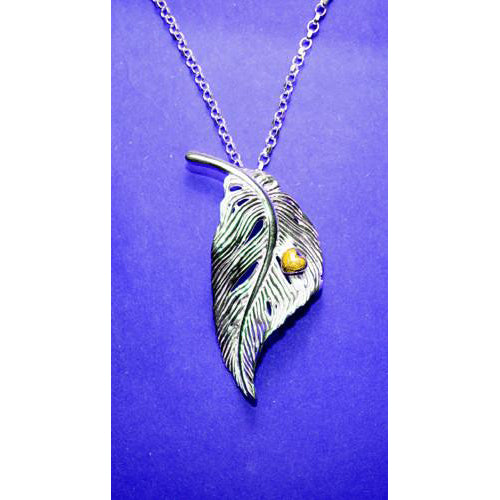 Angel Feather Heart Pendant with Gold detailing, it is the perfect gift filled with love! 