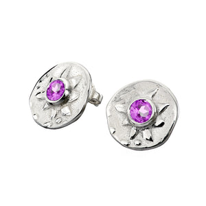 Serene Seascapes Stud Earrings with gorgeous Amethyst gemstone setting.