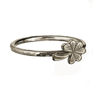 Irish stacking ring with silver shamrock symbol, by Elena Brennan Jewellery