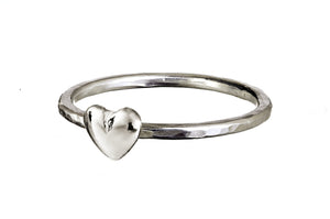 Irish stacking ring with silver heart symbol, by Elena Brennan Jewellery