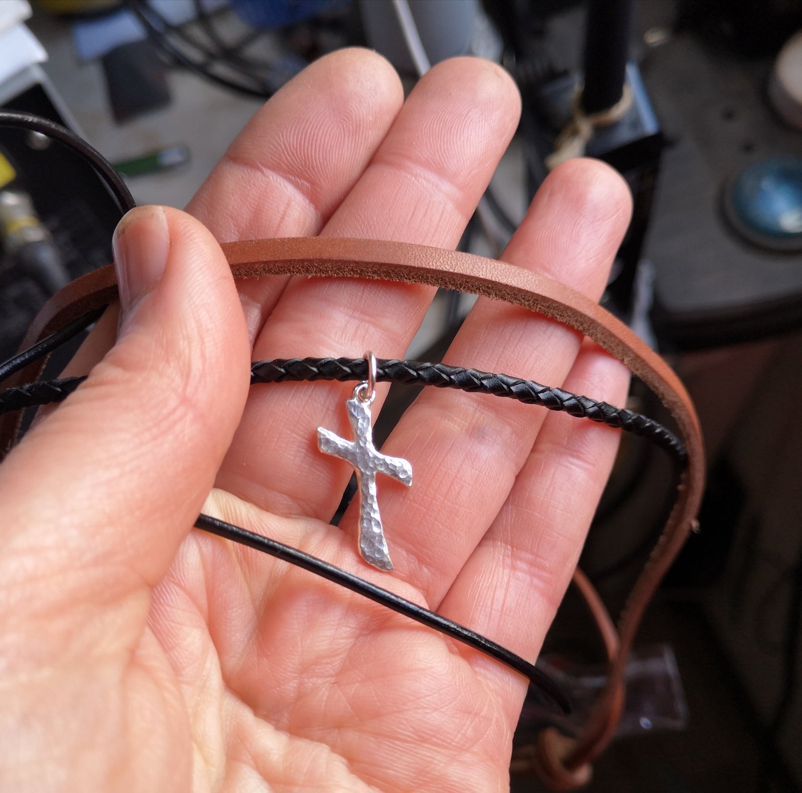 Bespoke silver cross charm by Elena Brennan Jewellery