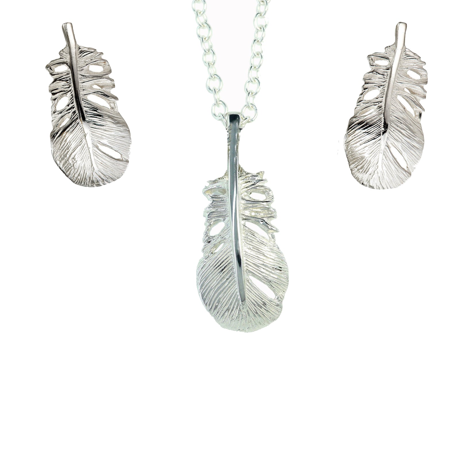 Baby Angel Feather Jewellery Set handcrafted with sterling silver, the ideal Christmas gift.