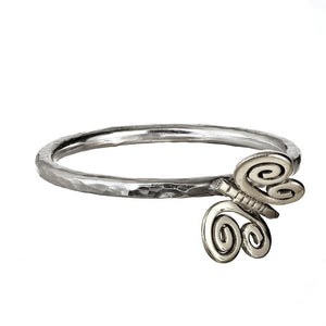 Irish stacking ring with silver butterfly symbol, by Elena Brennan Jewellery