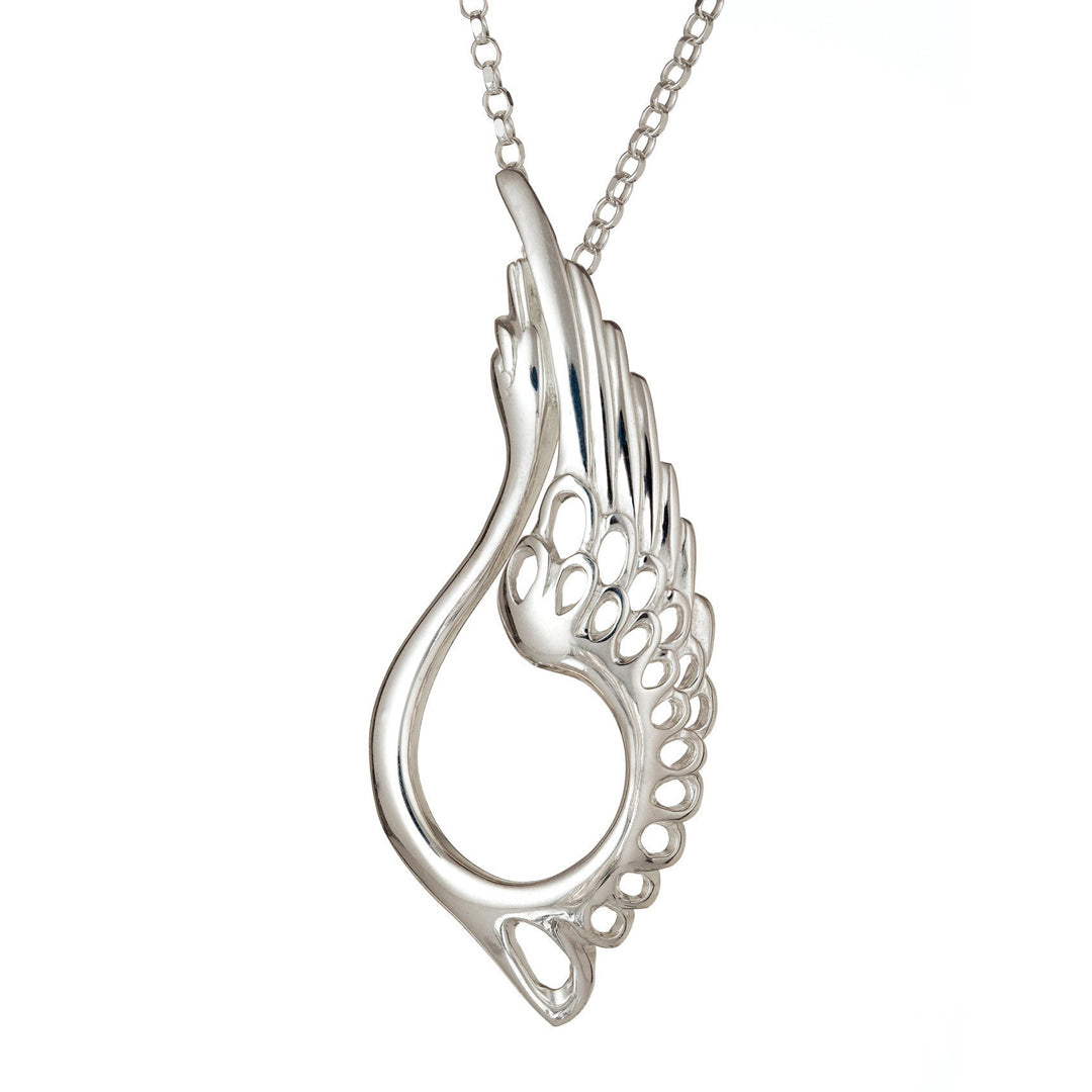 Swan Pendant Necklace and Chain. Jewellery designed with Sterling Silver. 