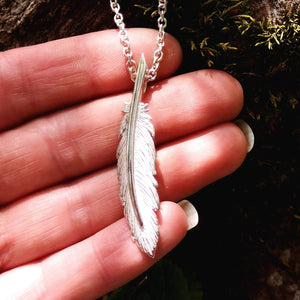 Earth Angel Feather Pendant handcrafted by Irish Jewellery Designer Elena Brennan Jewellery.