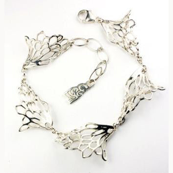 Gossamer Wave Bracelet handcrafted from Sterling Silver, handmade by Irish jewellery designer Elena Brennan in Cavan, Ireland.