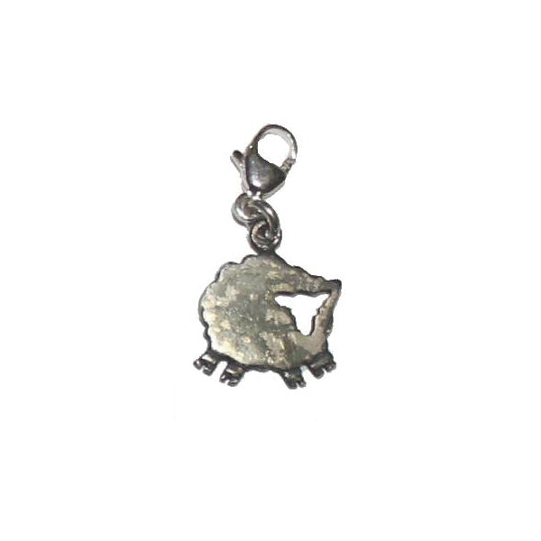 Sideways Sheep Charm, handcrafted from Sterling Silver, part of the Simply Sheep Jewellery Collection.